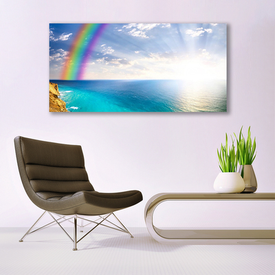 Quadro su tela Un arcobaleno per noi in riva al mare