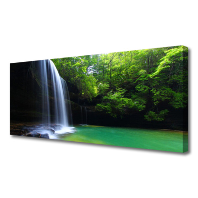 Quadro su tela Cascata, natura, foresta, lago