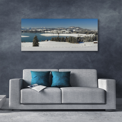 Quadro su tela Terra di montagna del lago di neve