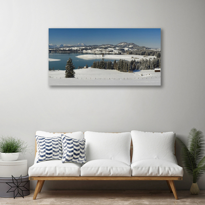 Quadro su tela Terra di montagna del lago di neve