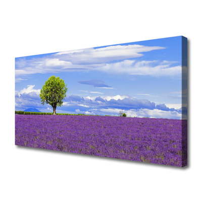 Quadro su tela Campo Di Lavanda Albero Della Natura