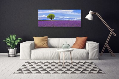 Quadro su tela Campo Di Lavanda Albero Della Natura