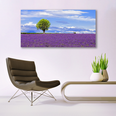 Quadro su tela Campo Di Lavanda Albero Della Natura