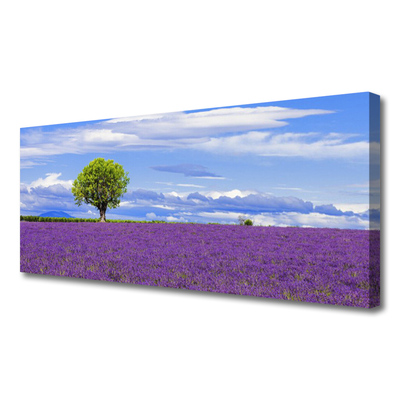 Quadro su tela Campo Di Lavanda Albero Della Natura