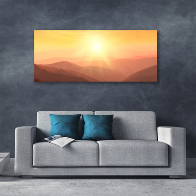 Quadro su tela Paesaggio di montagna del sole