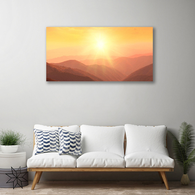 Quadro su tela Paesaggio di montagna del sole