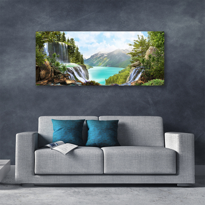 Quadro su tela Baia della cascata di montagna