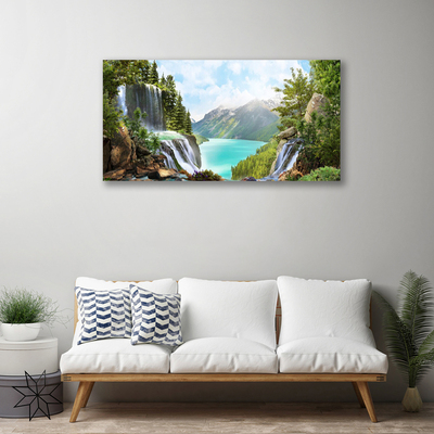 Quadro su tela Baia della cascata di montagna