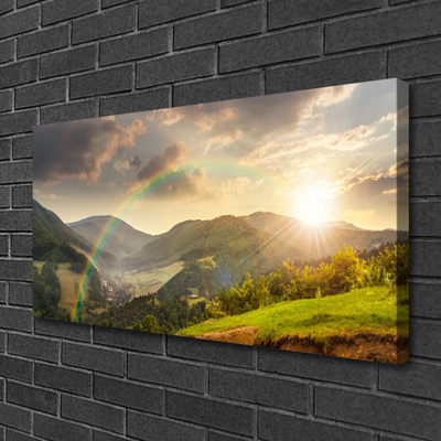 Stampa quadro su tela Prato di montagna al tramonto