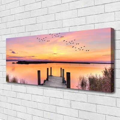 Quadro su tela Molo Tramonto Lago