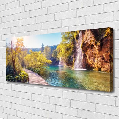 Stampa quadro su tela Cascata del paesaggio del lago