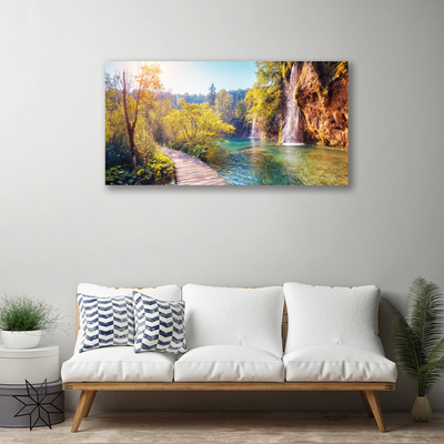 Stampa quadro su tela Cascata del paesaggio del lago