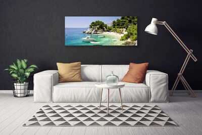 Foto quadro su tela Mare, spiaggia, rocce, barche