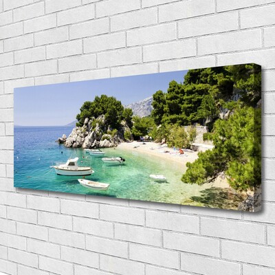 Foto quadro su tela Mare, spiaggia, rocce, barche