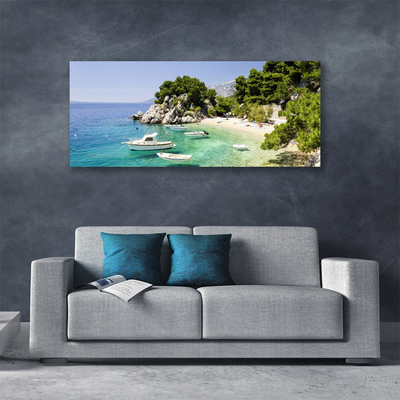 Foto quadro su tela Mare, spiaggia, rocce, barche