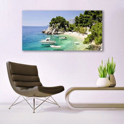 Foto quadro su tela Mare, spiaggia, rocce, barche