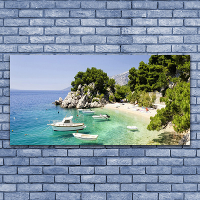 Foto quadro su tela Mare, spiaggia, rocce, barche