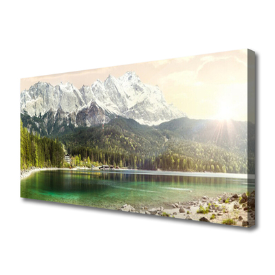 Quadro su tela Montagne del paesaggio del lago della foresta