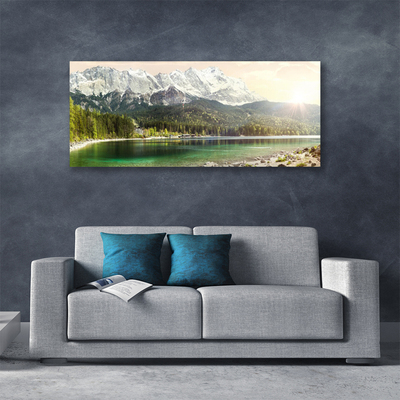 Quadro su tela Montagne del paesaggio del lago della foresta