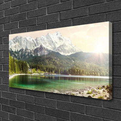 Quadro su tela Montagne del paesaggio del lago della foresta