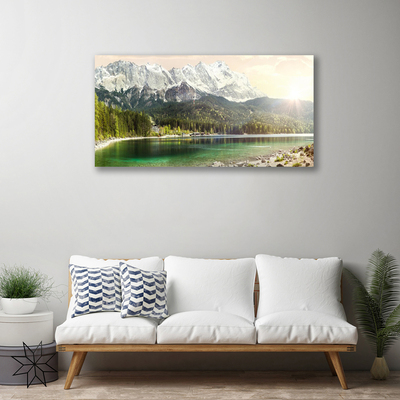 Quadro su tela Montagne del paesaggio del lago della foresta