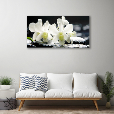 Quadro su tela Pietre, fiori di orchidea