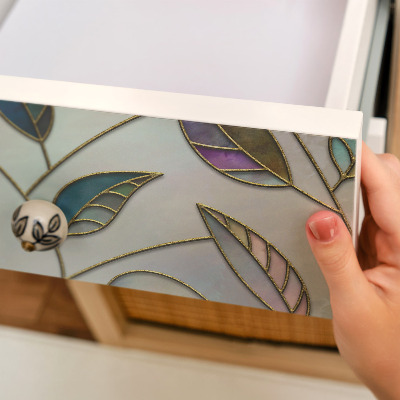 Carta adesiva per mobili Foglie di vetro colorato