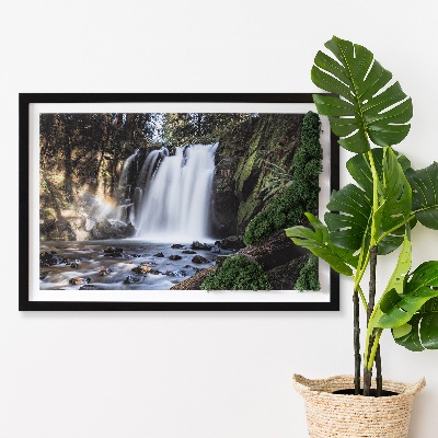 Quadro con muschio Cascata circondata da alberi