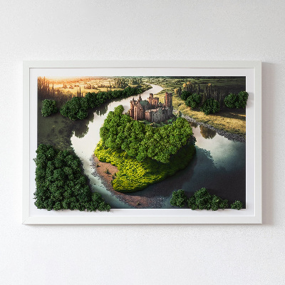 Quadro con muschio stabilizzato Il castello sulla collina