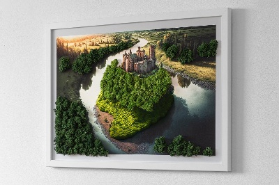 Quadro con muschio stabilizzato Il castello sulla collina