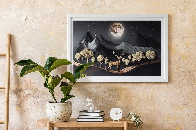 Quadro muschio vivo Cervo durante la luna piena