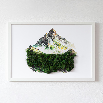 Quadro muschio stabilizzato Montagne sopra la foresta