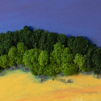 Quadro con muschio stabilizzato Paesaggio giallo-blu