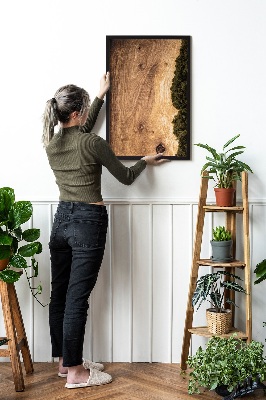 Quadro muschio stabilizzato Tavola in rovere naturale