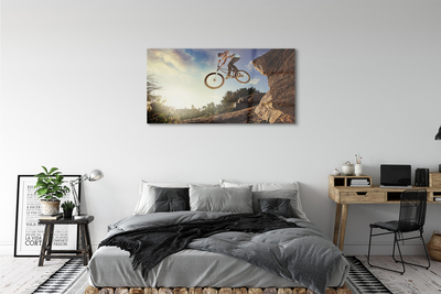 Quadro in vetro Bicicletta montagne nuvole cielo