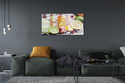 Quadro di vetro Barattoli da cocktail con ghiaccio alla frutta