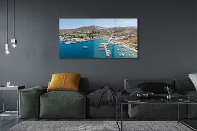 Quadro in vetro Grecia costa montagne città