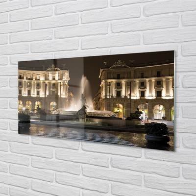 Quadro vetro Fontana di roma di notte