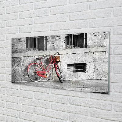 Quadro vetro Bicicletta rossa con cestino