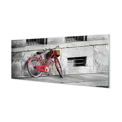 Quadro vetro Bicicletta rossa con cestino
