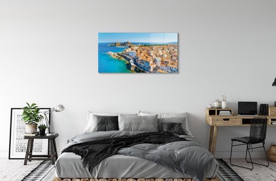 Quadro vetro Grecia mare città costa