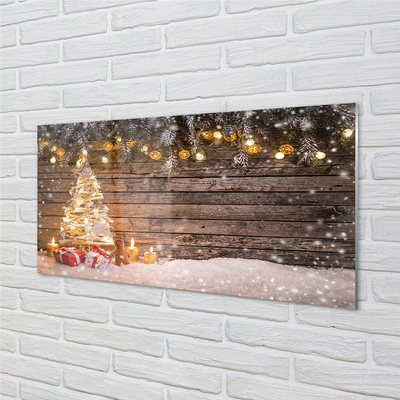 Quadro su vetro Decorazioni di neve per l'albero di natale