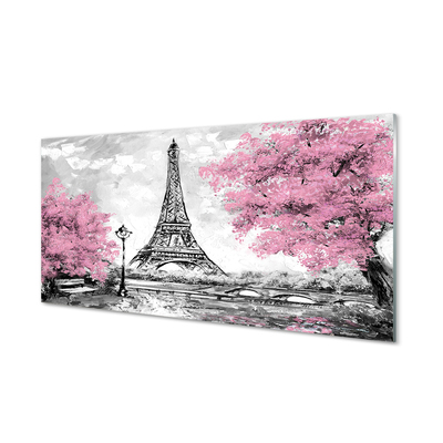 Quadro in vetro Parigi alberi primavera