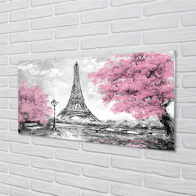 Quadro in vetro Parigi alberi primavera