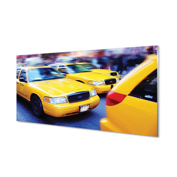 Quadro di vetro Taxi giallo città