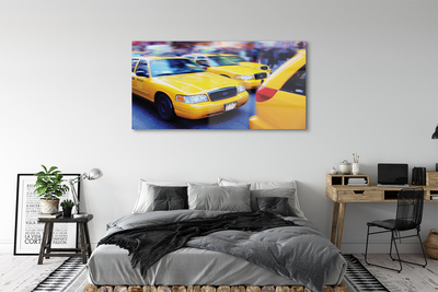 Quadro di vetro Taxi giallo città