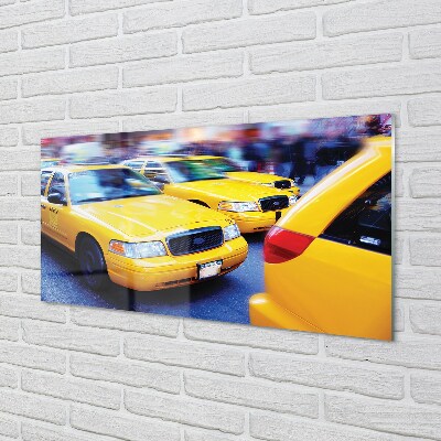 Quadro di vetro Taxi giallo città