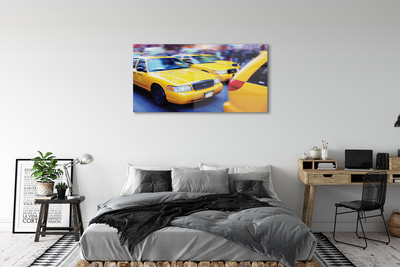 Quadro di vetro Taxi giallo città