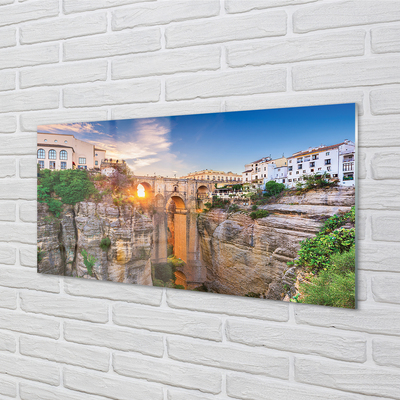 Quadro vetro Spagna ponte del tramonto