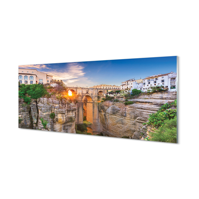 Quadro vetro Spagna ponte del tramonto